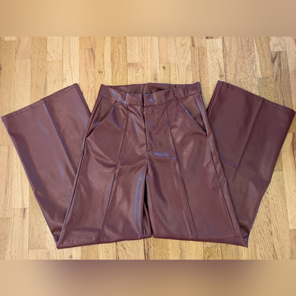 SOHO Apparel Burgundy Faux Leather Pants Women’s Medium - NWT - Picture 6 of 16